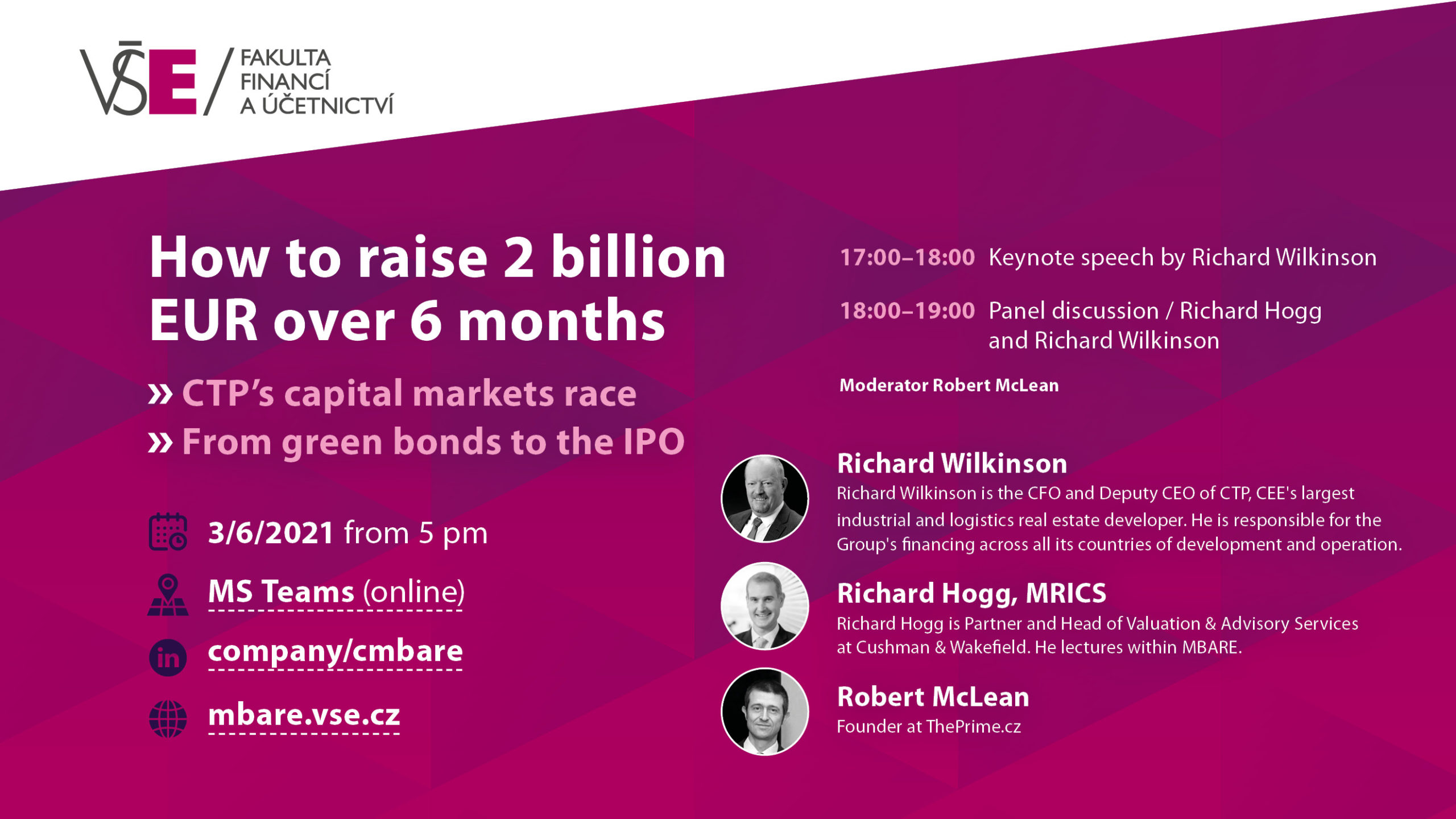 How to raise 2 billion EUR over 6 months.(CTP’s capital markets race;  From green bonds to the IPO) 3.6.2021 at 17:00 CEST